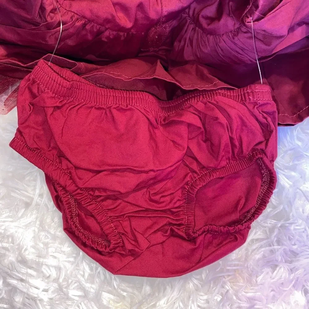*NWOT* Carter’s 6M Baby Girl Maroon Sparkly Dress w/ Diaper Cover